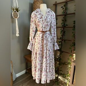 ▪️VICI Floral Chiffon Long Sleeve Maxi Romantic Boho Cottagecore Fall Style